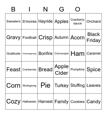 THANKS Bingo Card