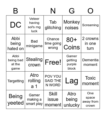 Roblox party bingo Card
