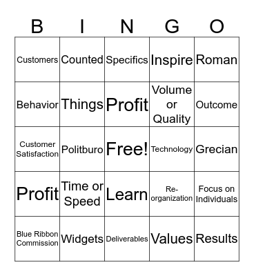 BINGO! Bingo Card