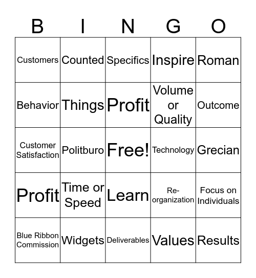 BINGO! Bingo Card