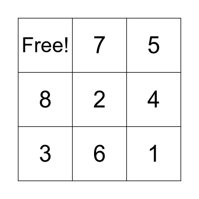 Number Bingo Card