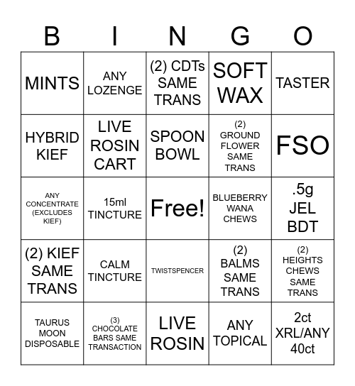 Level 2 Bingo Card