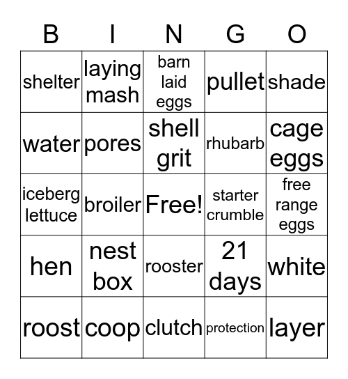 Happy Chickens Bingo Card