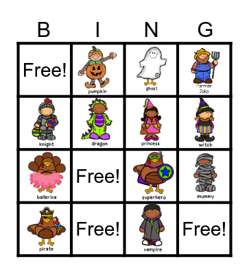 Guess my disguise Bingo Card