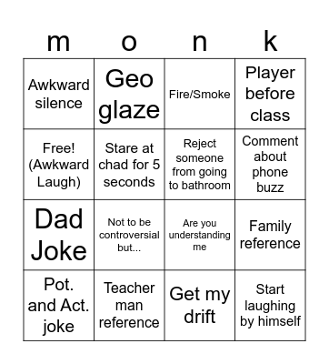 Dr. H Bingo Board Bingo Card