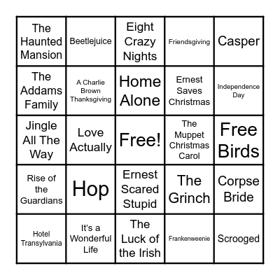 Guess the Holiday Movie Bingo Card