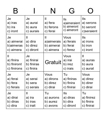 Futur simple Bingo Card