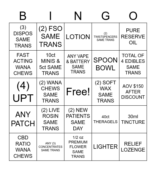 Level 3 Bingo Card