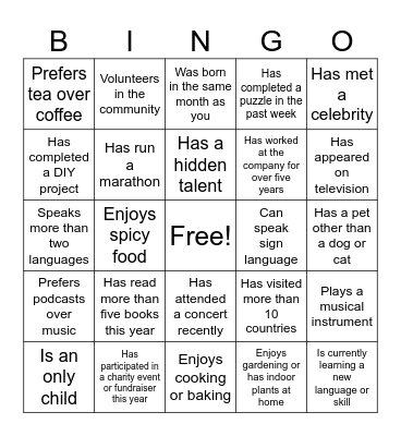 National Account Team Bingo Card