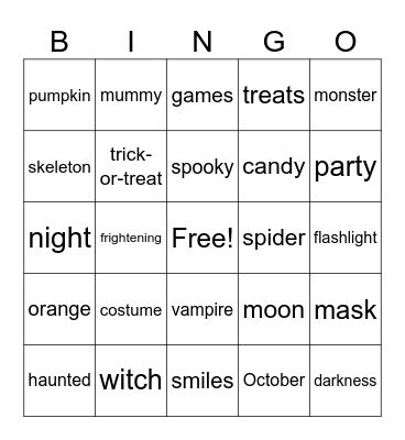 Halloween Bingo Card