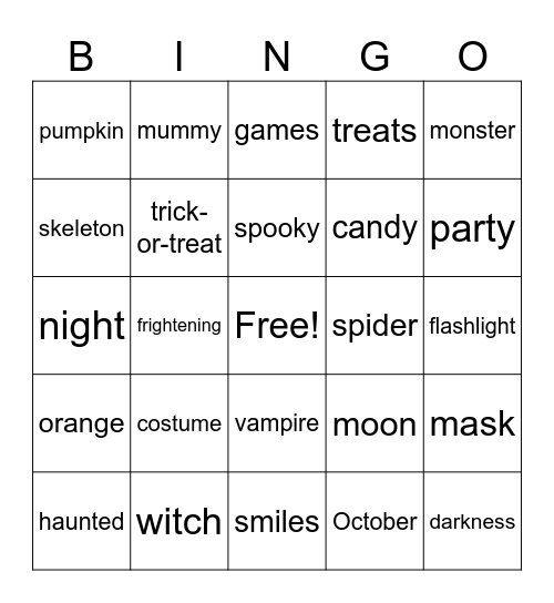 Halloween Bingo Card