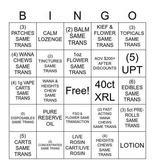 Level 4 Bingo Card