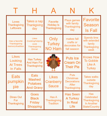 Fall Themed Bingo Card