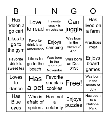Find Someone Who?? Bingo Card
