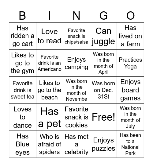 Find Someone Who?? Bingo Card