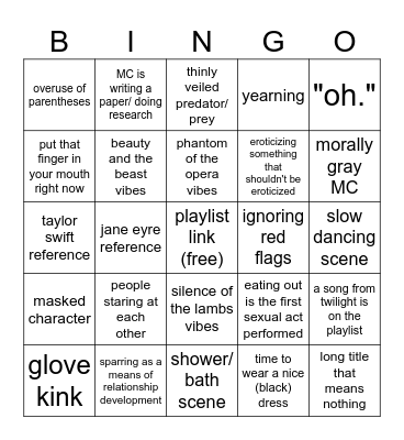 summercourtship fic bingo Card