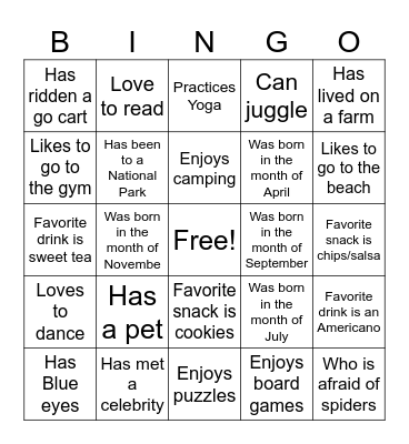 Find Someone Who?? Bingo Card
