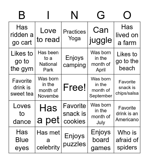 Find Someone Who?? Bingo Card