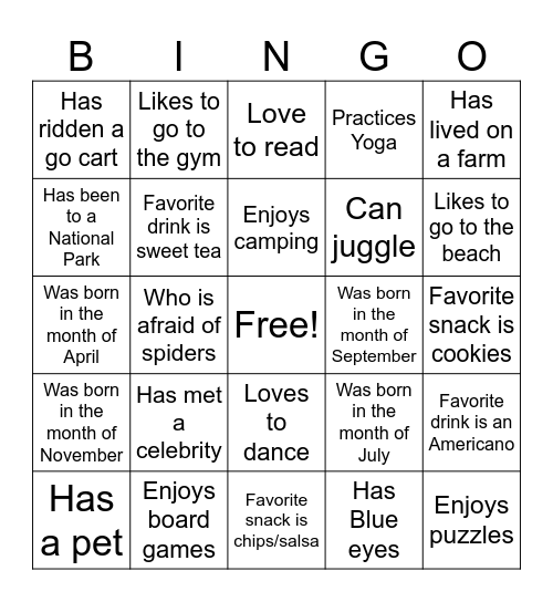 Find Someone Who?? Bingo Card