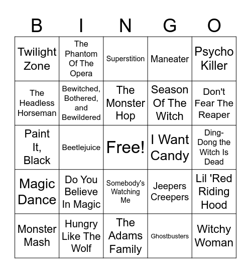 Halloween Bingo! Bingo Card