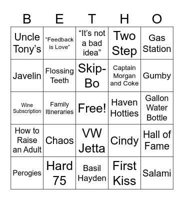 BETH-O Bingo Card