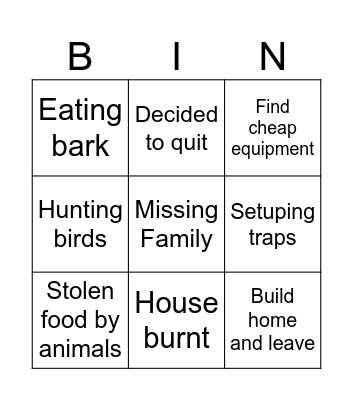 card #1 Spacex survival Bingo Card