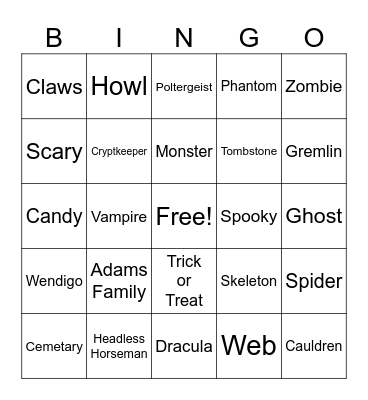 Halloween Bingo Card