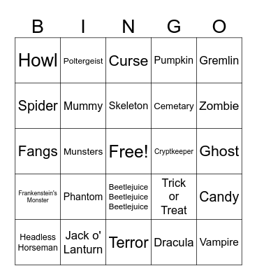 Halloween Bingo Card