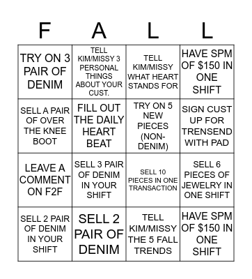 EVEREVE Bingo Card
