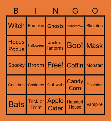 ORM Halloween Bingo 2024 Bingo Card