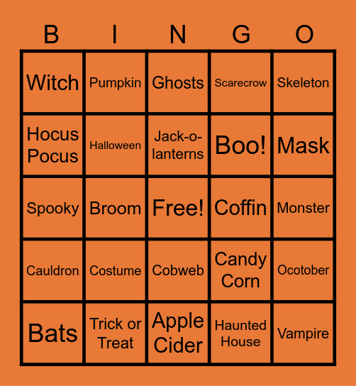 ORM Halloween Bingo 2024 Bingo Card