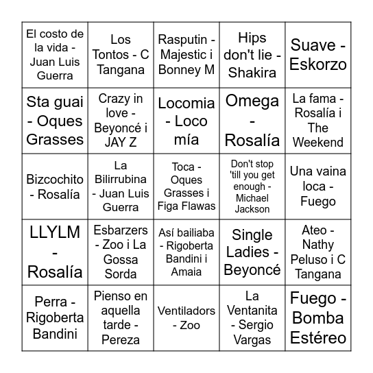 El Bingo de Juagulín Bingo Card