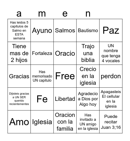 la Bingo Card