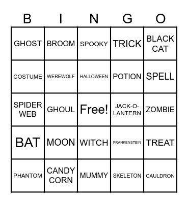 Halloween Bingo Card