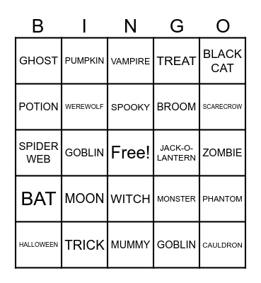 Halloween Bingo Card