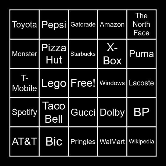 Guess the Logo Bingo Card