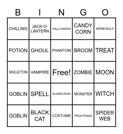 Halloween Bingo Card