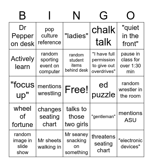 Besset Bingo Card