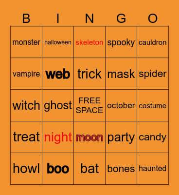 HALLOWEEN Bingo Card