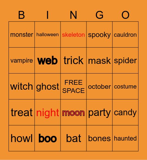 HALLOWEEN Bingo Card