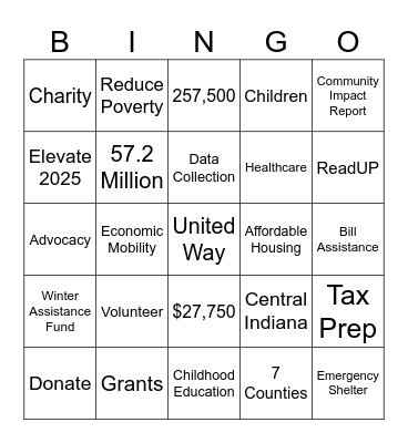 United Way Bingo Card