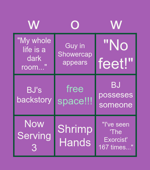 beetlejuice! beetlejuice! beetleju- Bingo Card