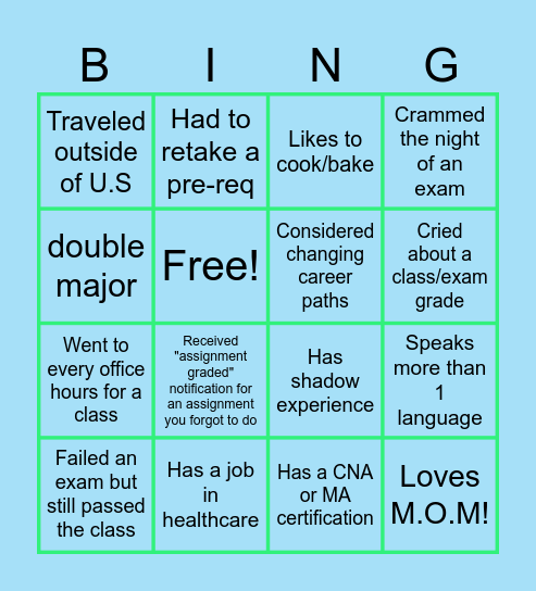 M.O.M BINGO Card