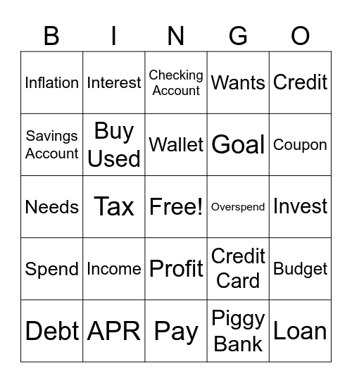 Money Bingo Card