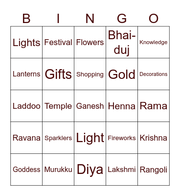 !! DIWALI !! Bingo Card