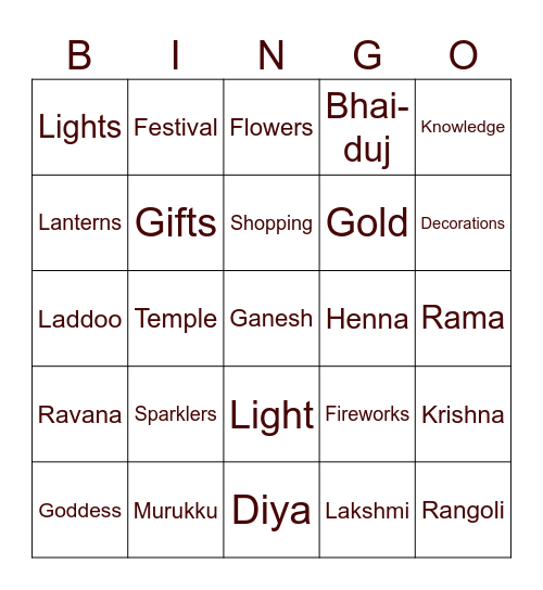 !! DIWALI !! Bingo Card