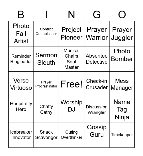 New Host Training BINGO Card