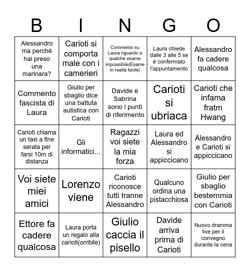 Tonight is cariot's night Bingo Card