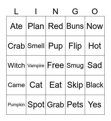Bingo with Miss. Lingo Bingo Card