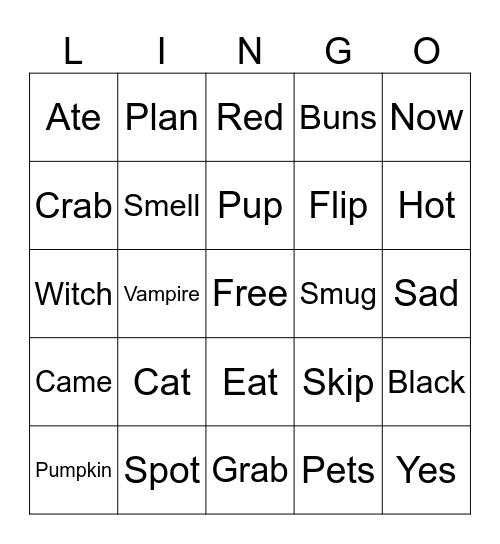 Bingo with Miss. Lingo Bingo Card